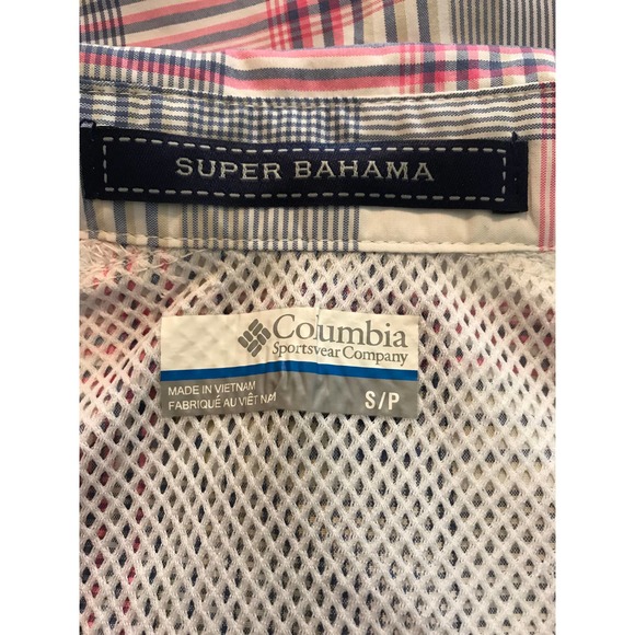 Columbia Performance Fishing Gear Shirt in Pink and Blue Plaid, Size Small - Picture 6 of 7